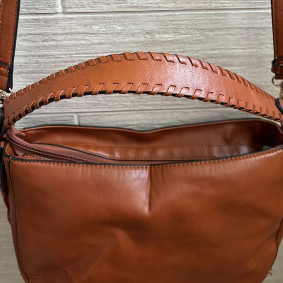 👜Charming Charlie Faux Leather Shoulder Bag Purse Tassels Brown Tan Bucket - Picture 6 of 10